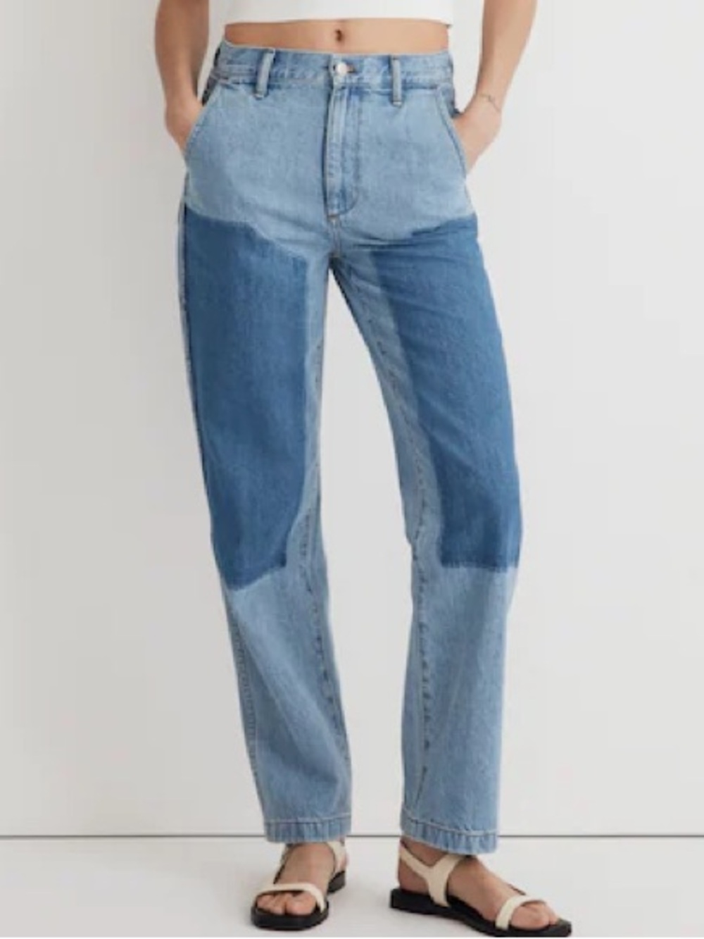 Madewell The '90s Straight Jeans in Hazelfern Wash Shadow-Panel Edition